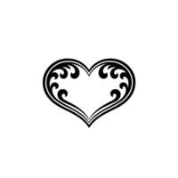 Intricate Black Heart Ornament, Elegant Floral - Outline vector