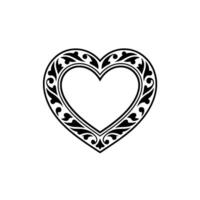 Intricate Black Heart Ornament, Vintage Romance - Elegant vector