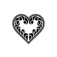 Intricate Black Heart Ornament, Vintage Style - Texture vector