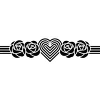 Geometric Rose Heart Border, Elegant Black White vector