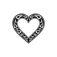 Intricate Black White Heart Ornament, Vintage Style vector