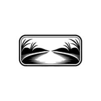 Serene Lakeside Vista - Minimalist Landscape Emblem vector