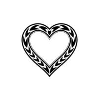 Tribal Heart Emblem, Intricate Black Outline, Symbolic - Geometric vector