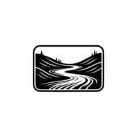 Serene Mountain Vista Rustic Trail Silhouette vector
