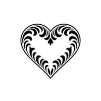 Intricate Black Heart Ornament, Elegant Floral - Decorative, Pattern vector