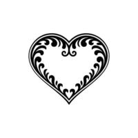 Intricate Heart Ornament, Elegant Black White - Contour vector