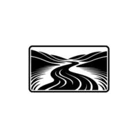 Serene Mountain Path Emblem, Minimalist Landscape vector