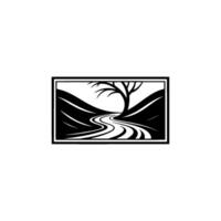 Serene Pathway to Solitude - Minimalist Landscape Emblem vector