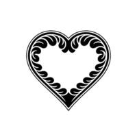 Intricate Heart Ornament, Stylized Black White vector