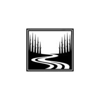 Serene Forest Path, Minimalist Landscape Emblem - Stream vector
