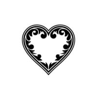 Intricate Black Heart Ornament, Vintage Style - Minimalism vector