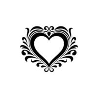 Intricate Black Heart Ornament, Elegant Floral - Classic vector