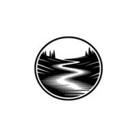 Serene Mountain Vista - Circular Emblem vector