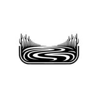 Serene River Emblem, Minimalist Landscape vector