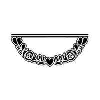 Elegant Heart Rose Border, Vintage - Lineart vector