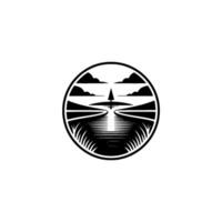 Serene Lakeside Silhouette, Emblem of Tranquility - Nautical vector