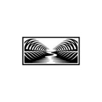Serene Reflection Stylized Landscape Emblem vector