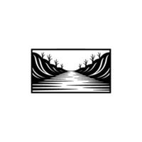 Serene Riverscape Minimalist Landscape Illustration - River vector