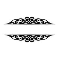 Elegant Black Ornamental Divider with Hearts Vintage Element vector
