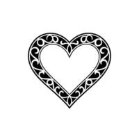 Intricate Heart Ornament, Elegant Black White - Celtic vector