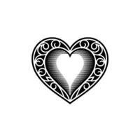 Intricate Heart Emblem, Vintage Style, Decorative Motif vector