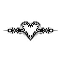 Elegant Heart Ornament, Decorative Border - Lineart vector