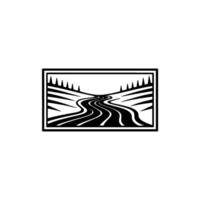 Serene Mountain Path - Minimalist Landscape Emblem - Geometric vector
