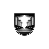 Shielded Serenity Coastal Silhouette Emblem vector
