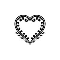 Intricate Heart Ornament, Vintage Floral Border - Lineart vector