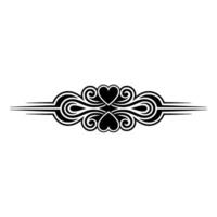 Elegant Black Swirl Border, Heart Motif, Decorative Element vector
