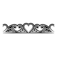 Elegant Black Ornamental Border with Hearts Vintage Element - Swirls vector