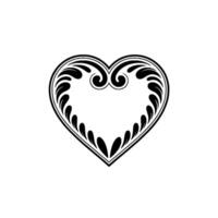 Intricate Black Heart Ornament, Elegant Floral - Decorative, Art vector