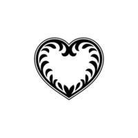 Intricate Heart Emblem, Decorative Outline, Vintage Style vector