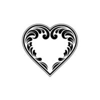 Intricate Black Heart Ornament, Elegant Floral - Swirls, Art vector