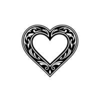 Intricate Black Heart Ornament, Elegant Floral - Vintage, Swirls vector