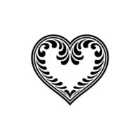 Intricate Black Heart Ornament, Elegant Floral - Decorative, Minimalist vector