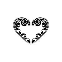 Intricate Swirl Heart Elegant Decorative Emblem vector