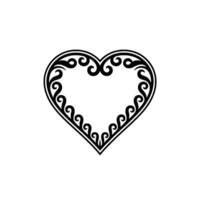 Intricate Heart Ornament, Elegant Black White - Pattern vector