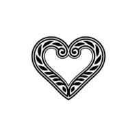 Intricate Black Heart Ornament, Vintage Style - Scroll vector
