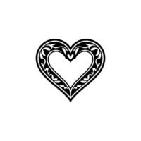 Intricate Black Heart Ornament, Vintage Elegance - Stylized vector