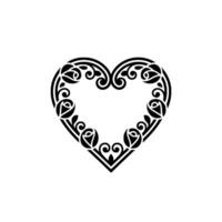 Intricate Black Heart Ornament, Elegant Floral - Swirls, Frame vector