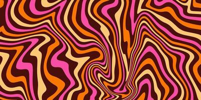 Retro trippy background. Groovy vintage psychedelic wallpaper. Colorful wavy pattern, cover, poster in 60s or 70s, 80s style. Liquid hippie texture. vector