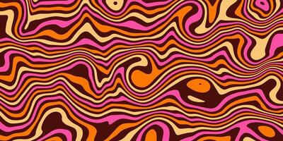 Retro trippy background. Groovy vintage psychedelic wallpaper. Colorful wavy pattern, cover, poster in 60s or 70s, 80s style. Liquid hippie texture vector