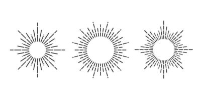 Retro sunburst frame set. Vintage sunlight rays collection. Stylized sunshine, radial rays, sunbeams, firework, explosion symbols. elements vector