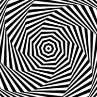 Optical illusion background. Black and white abstract geometric surface. Poster design. Torsion illusion wallpaper. vector
