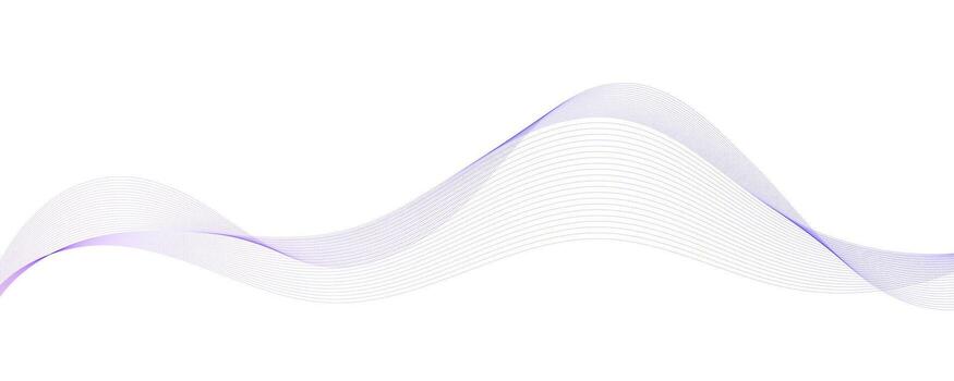Flowing wave lines background. Abstract smooth curved stripes template. Blue purple fluid shape. Horizontal design element. vector