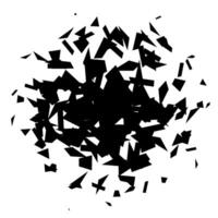 Debris and shatters in radial shape. Black broken pieces, specks, speckles and particles. Abstract explosion and burst textured element. vector