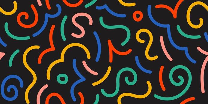 Colorful doodle seamless pattern. Abstract squiggle repeating background. Simple scribbles wallpaper. Textile or fabric print design swatch. vector