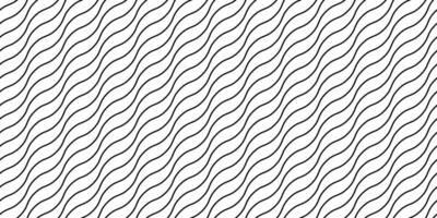 Wavy lines seamless pattern. Undulate stripes repeating background. Black and white diagonal waves texture. Simple curved wallpaper. Textile and fabric swatch design template vector