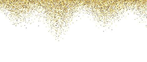 Golden glitter background. Sparkling small confetti wallpaper. Splashed gold dots texture. Wavy design element for posters, flyer, invitation, Christmas birthday decoration vector